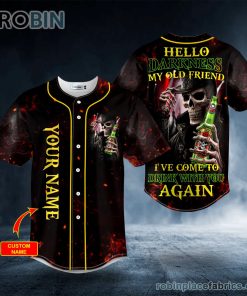 hello darkness my old friend skull custom baseball jersey 85 2bhgr