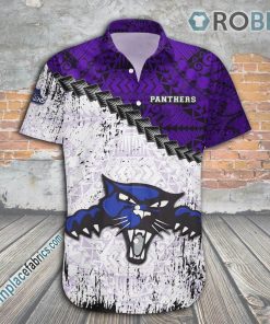 High Point Panthers Casual Button Down Hawaiian Shirt Grunge Polynesian Tattoo – NCAA