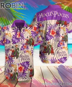 Hocus Pocus Witches Disney Cartoon Hawaiian Shirt, Casual Short Sleeve Shirt