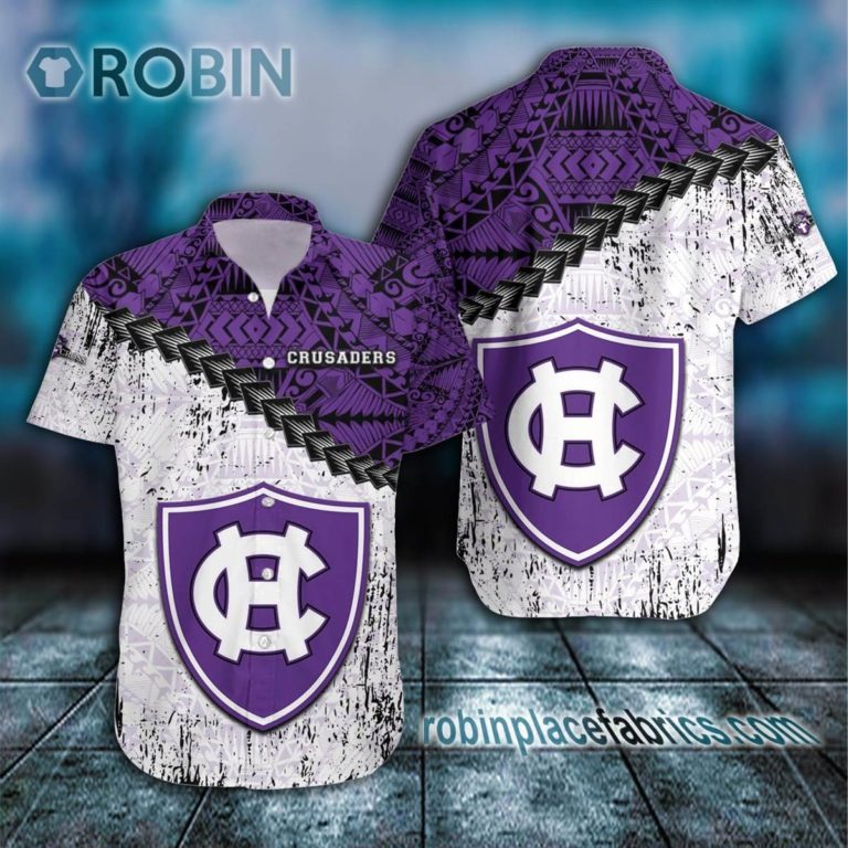Holy Cross Crusaders Casual Button Down Hawaiian Shirt Grunge Polynesian Tattoo – NCAA