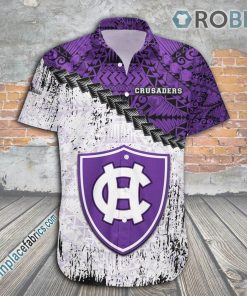 Holy Cross Crusaders Casual Button Down Hawaiian Shirt Grunge Polynesian Tattoo – NCAA