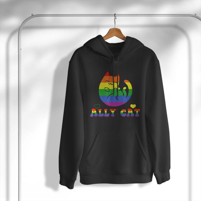 Allycat Lgbt Pride Month Cat With Ally Pride Rainbows Shirt