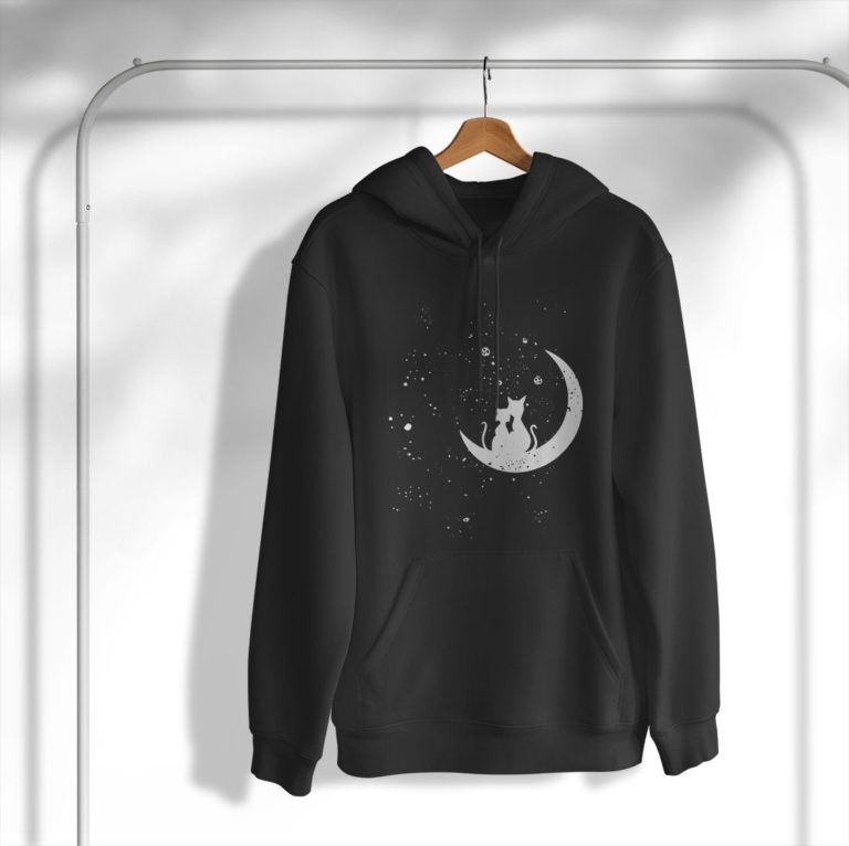 Chats Regardant Les ?toiles Motif Romantique Chat Galaxie Shirt