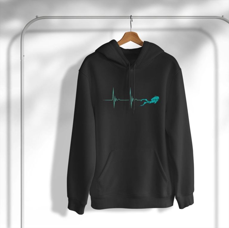 Sommozzatore Battito Cardiaco Impulso Profondo Immersioni Maglietta Shirt
