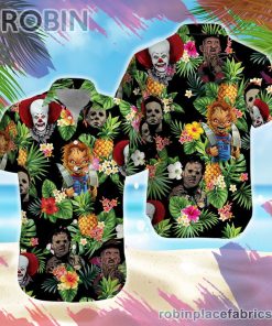 Horror Movie Characters Hawaiian Shirt, Casual Short Sleeve Shirt