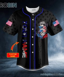 i do what i want american flag patriotist messy bun skull custom baseball jersey 280 MJL13