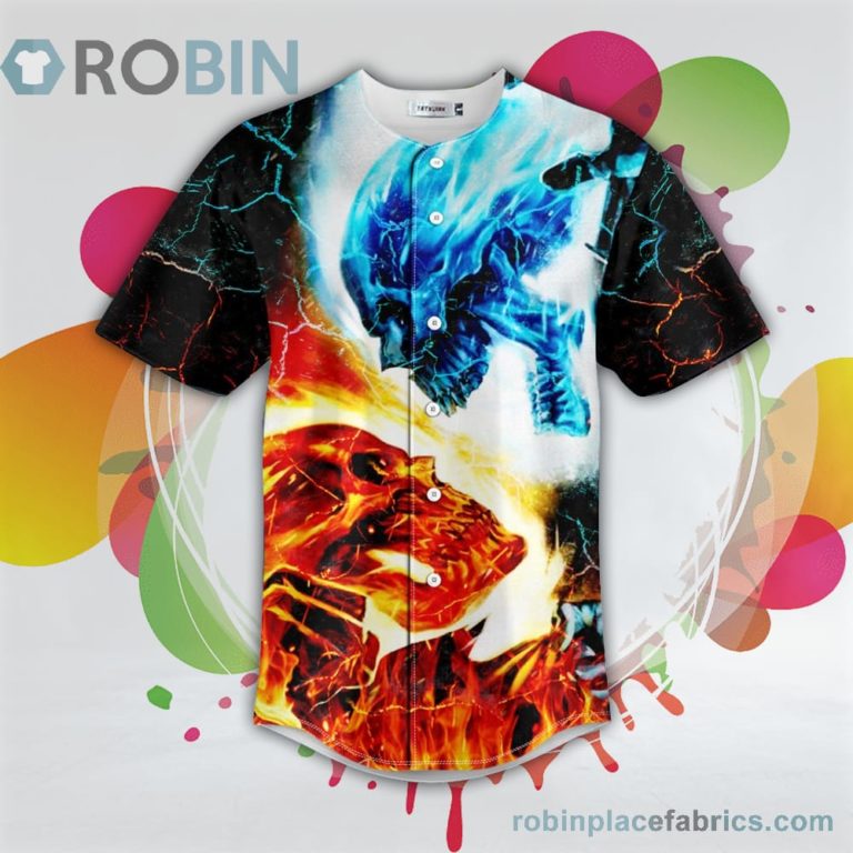 Ice Fire Skull Baseball Jersey RB6906