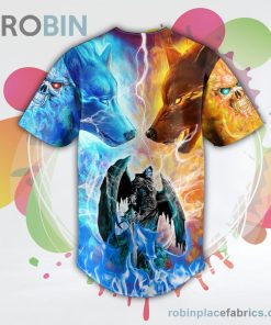Ice Fire Wolf Grim Reaper Fire Lightning Skull Baseball Jersey RB9169 Ice Fire Wolf Grim Reaper Fire Lightning Skull Baseball Jersey RB9169