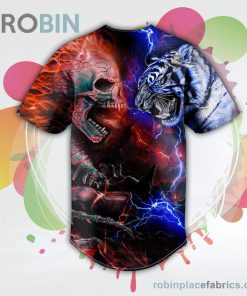 Ice Tiger Fire Skull Baseball Jersey RB3566