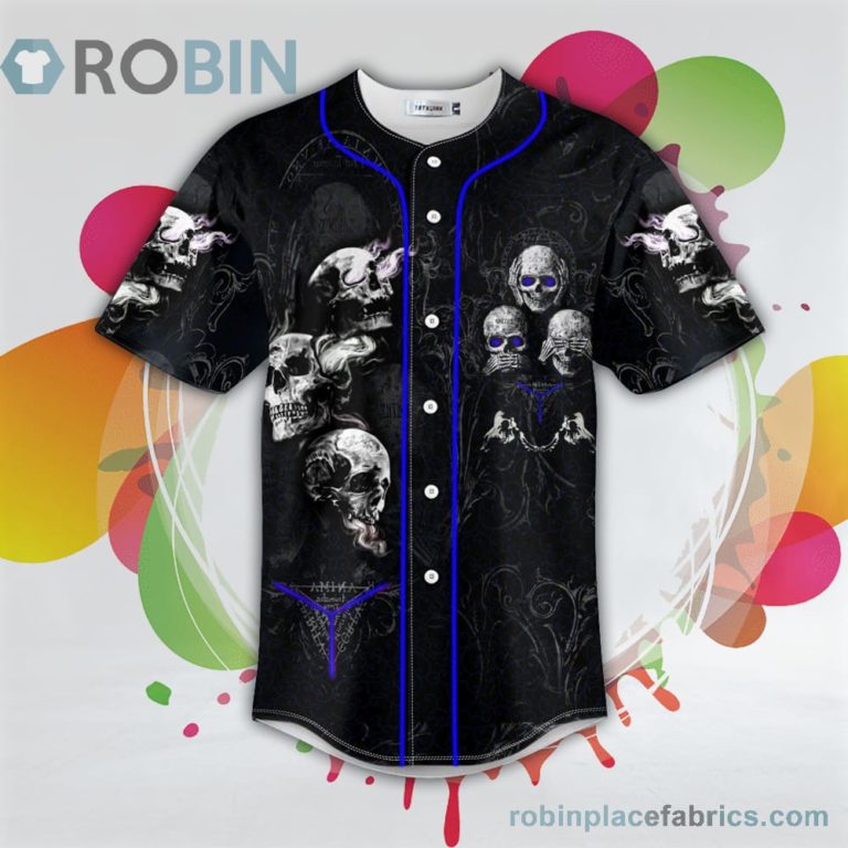 IDC IDK IDGAF Blue Skull Baseball Jersey RB3287