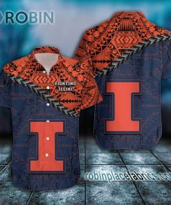 illinois fighting illini casual button down hawaiian shirt grunge polynesian tattoo ncaa 109 5aToX