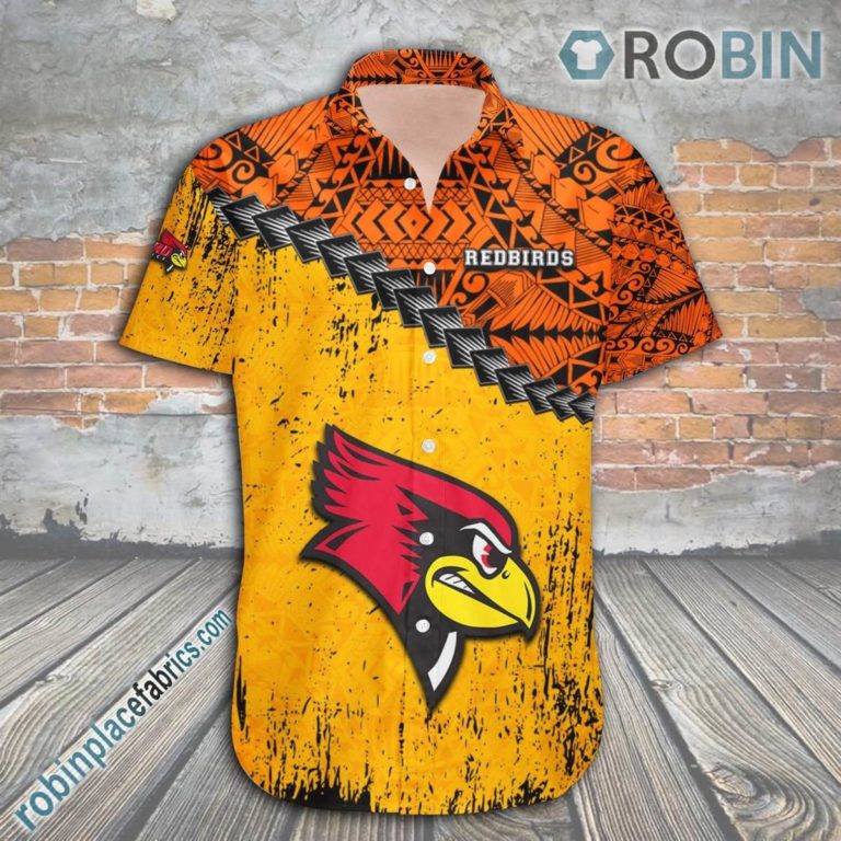 Illinois State Redbirds Casual Button Down Hawaiian Shirt Grunge Polynesian Tattoo – NCAA