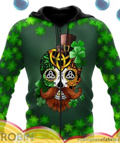 irish st.patrick day irish skull all over print aop shirt zip hoodie TkYxZ