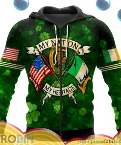 irish st.patrick day my nation my heritage all over print aop shirt zip hoodie NzH0D