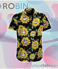 Jack Skellington Sunflower Hawaiian Shirt, Casual Short Sleeve Shirt