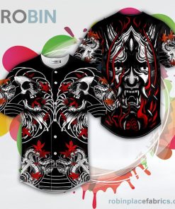 japanese oni demon skull baseball jersey rb808041 WxAqX