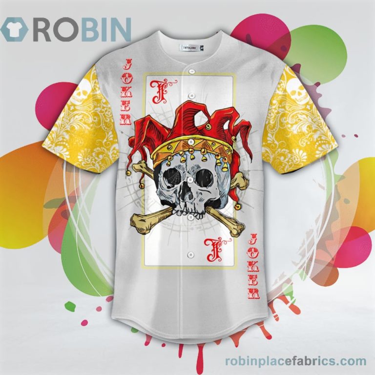 Joker Card Crossbone Skull Baseball Jersey RB2338