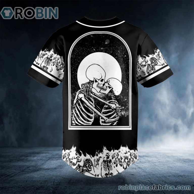 Kissing Flame Skull Custom Baseball Jersey