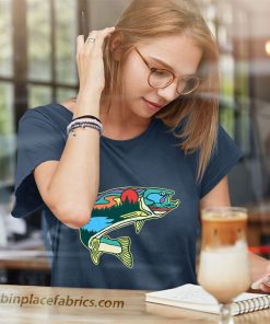 ladies t shirt nature trout illustration vintage fly fishing retro graphic 6VPJR