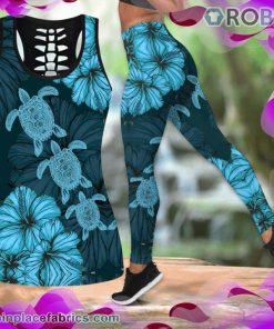 Lovely Blue Turtle Tank Top Legging Set