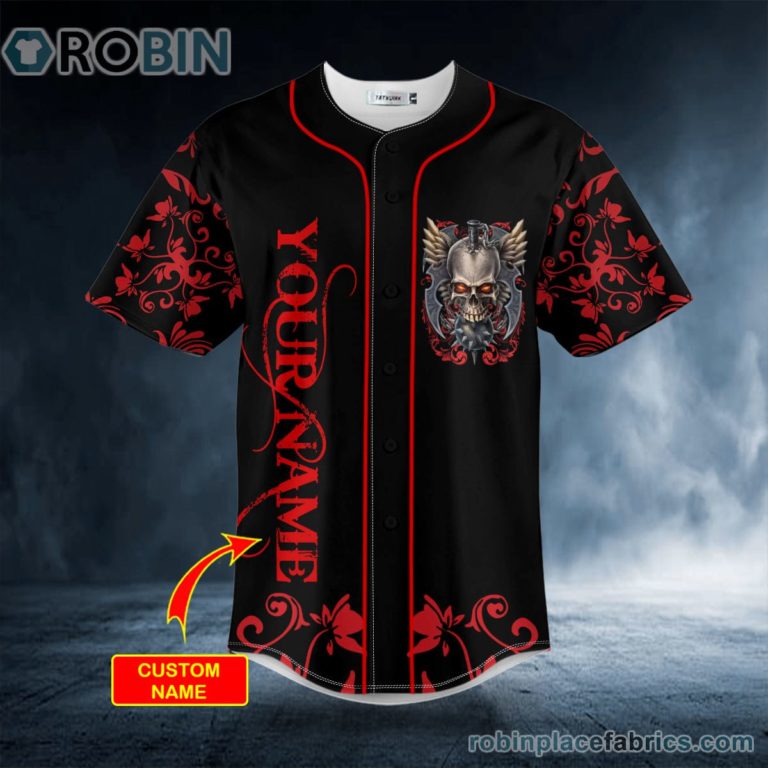 Mace Viking Swords Winged Skull Custom Baseball Jersey