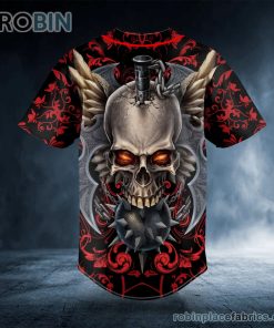 Mace Viking Swords Winged Skull Custom Baseball Jersey