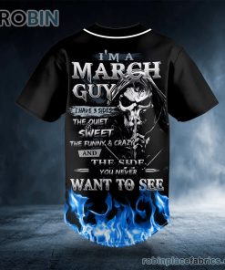 March Guy Blue Fire Skull Custom Baseball Jersey