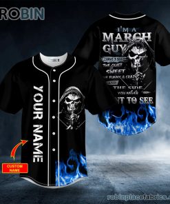 march guy blue fire skull custom baseball jersey 69 1WMaQ