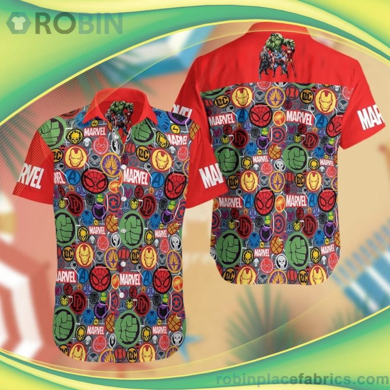 Marvel Avengers 3D Short Sleeve Button Down Hawaiian Shirt