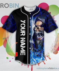 melodic death metal grim reaper blue fire skull baseball jersey rb6095123 WgJsA