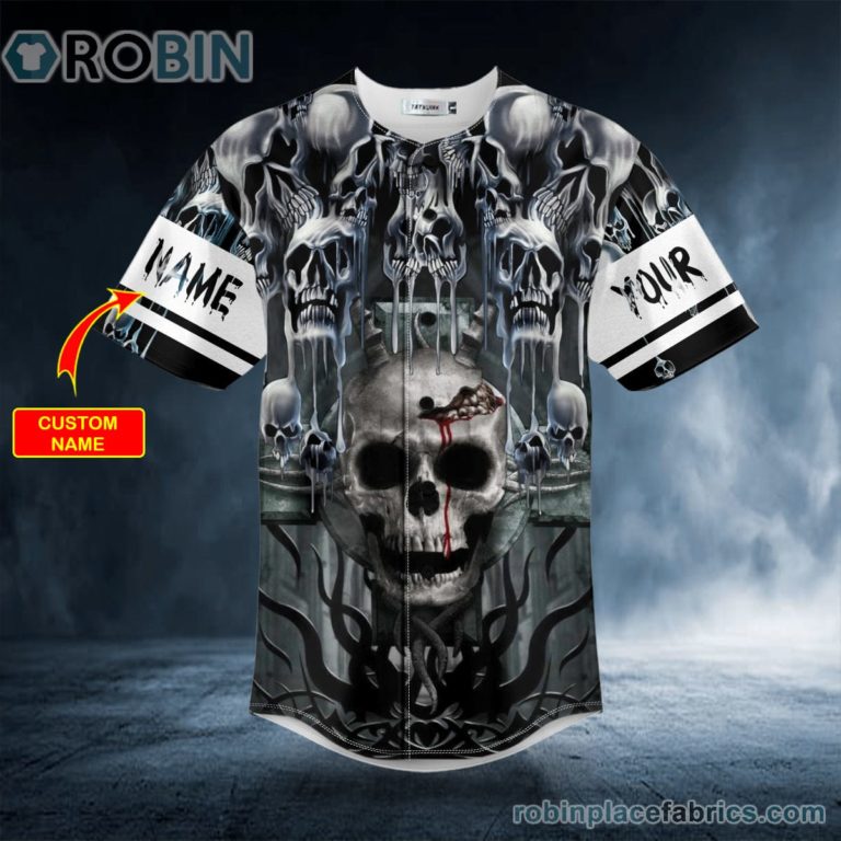 Melting Cracked Skull Custom Baseball Jersey