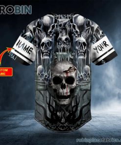 Melting Cracked Skull Custom Baseball Jersey
