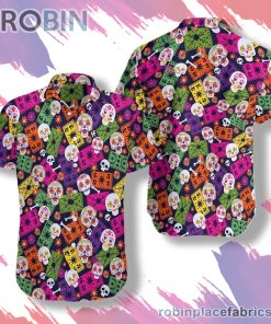 Mexican Skull Pattern Hawaiian Shirt, Casual Short Sleeve Shirt