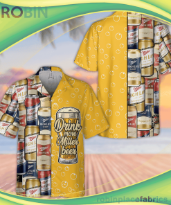 Miller High Life Beer Short Sleeve Button Down Hawaiian Shirt