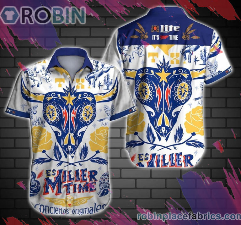 Miller Lite Hawaiian Shirt, Casual Short Sleeve Shirt