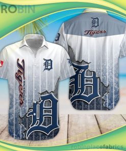 MLB Detroit Tigers Short Sleeve Button Down Hawaiian Shirt