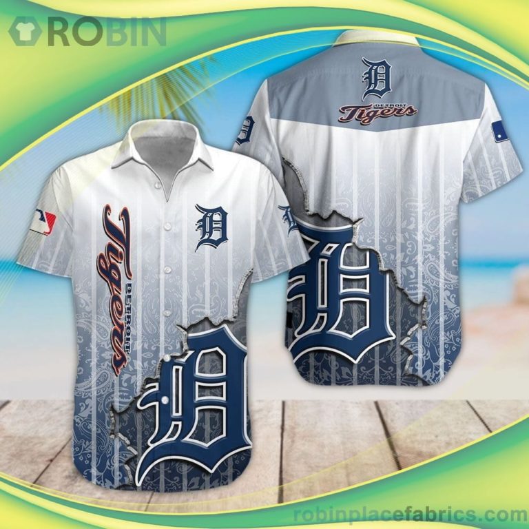 MLB Detroit Tigers Short Sleeve Button Down Hawaiian Shirt
