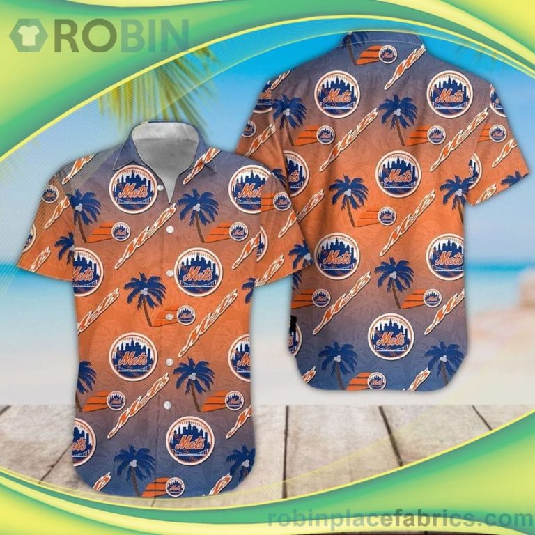 MLB New York Mets 3D Short Sleeve Button Down Hawaiian Shirt
