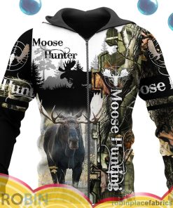 moose hunting all over print aop shirt zip hoodie ih6VT
