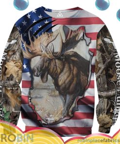 Moose Hunting US Flag All Over Print – AOP Shirt