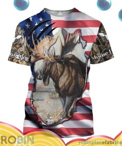 moose hunting us flag all over print aop shirt t shirt JcKfx
