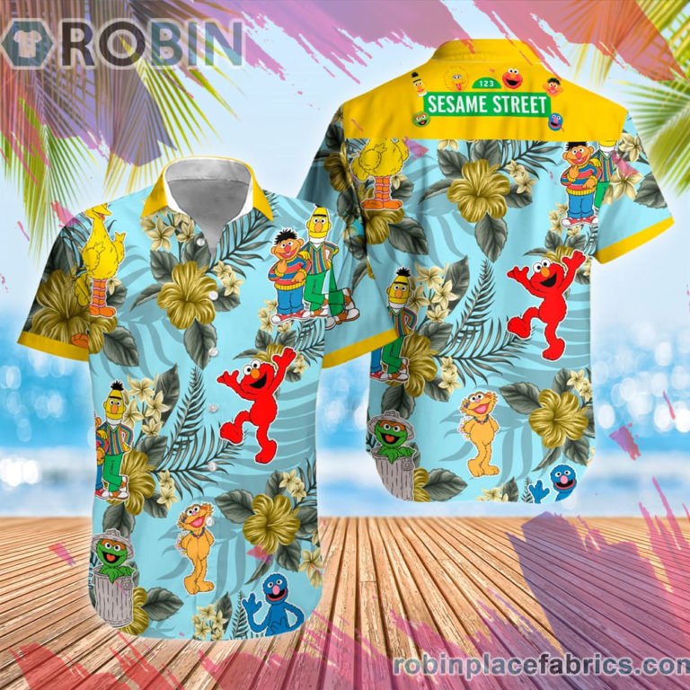 Muppets Ernie Elmo Cartoon TV Series Movie Hawaiian Shirt Aloha, Casual Short Sleeve Shirt