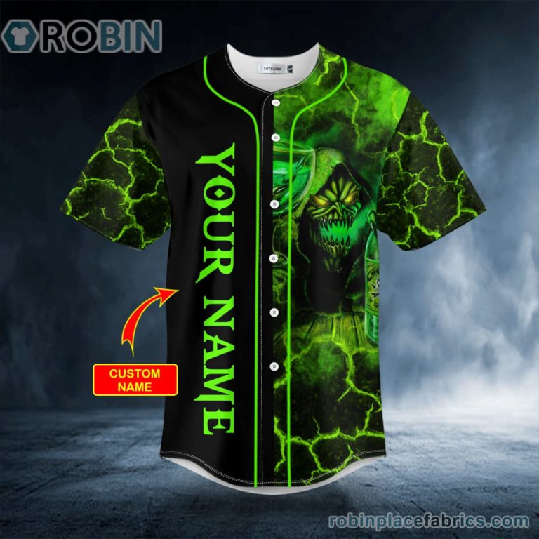 My Old Friend Drink Green Grim Reaper Monster Skull Custom Baseball Jersey