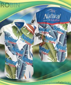 Natural Light Beer Summer Short Sleeve Button Down Hawaiian Shirt