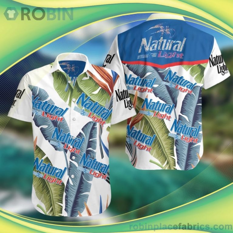 Natural Light Beer Summer Short Sleeve Button Down Hawaiian Shirt