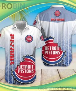 NBA Detroit Pistons Short Sleeve Button Down Hawaiian Shirt