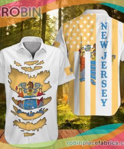 New Jersey Casual Button Down Hawaiian Shirt NJ Flag State Of New Jersey Clothing Patriotic