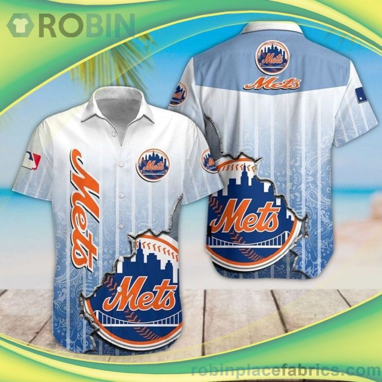 New York Mets 3D Short Sleeve Button Down Hawaiian Shirt