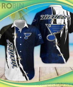 NHL St Louis Blues Short Sleeve Button Down Hawaiian Shirt