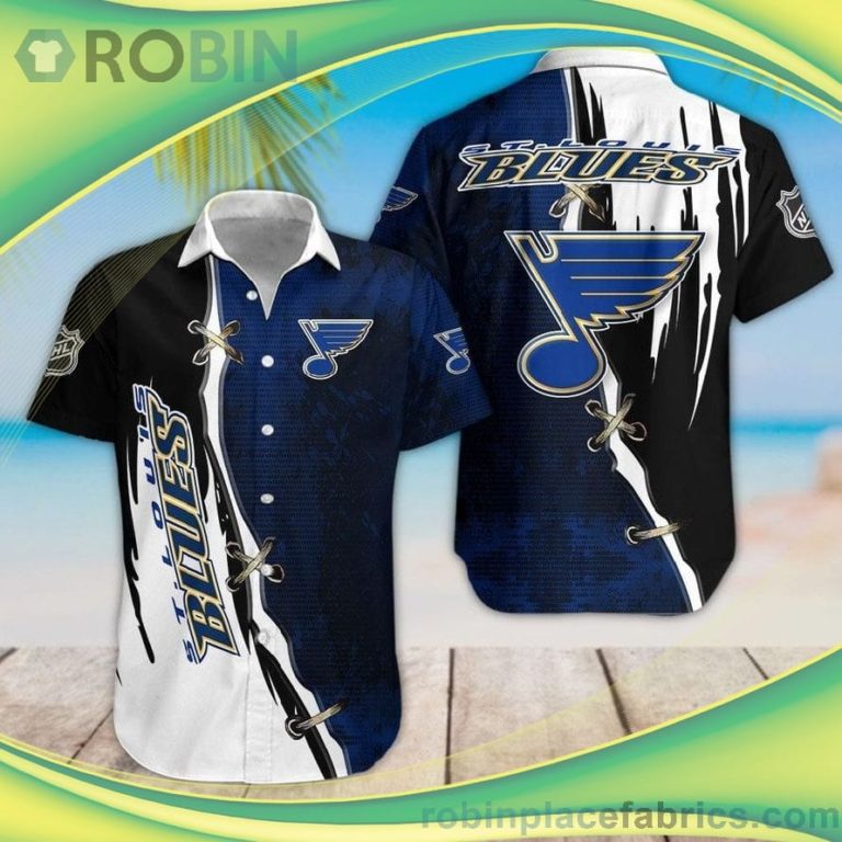 NHL St Louis Blues Short Sleeve Button Down Hawaiian Shirt